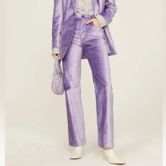 rag & bone Jacey Classic Fit Velvet Pants Jeans Violet Purple NWT 2 $425 - Picture 2 of 6